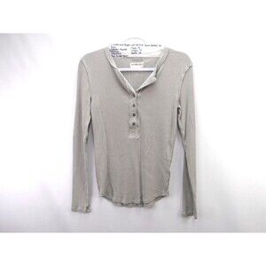 Free People We The Free Jamie Henley Top Womens Size M Quiet Grey Ribbed Knit